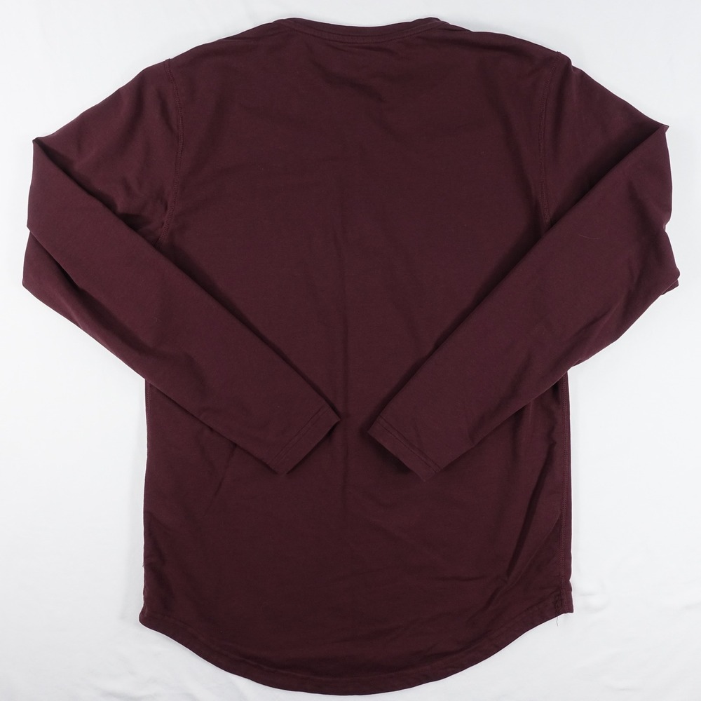 BYLT‎ Lux Henley Shirt Men's Small Drop Cut Long Sleeve Casual Maroon - Picture 9 of 12